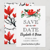 Save the Date Rote Blüte (Vorne/Hinten)