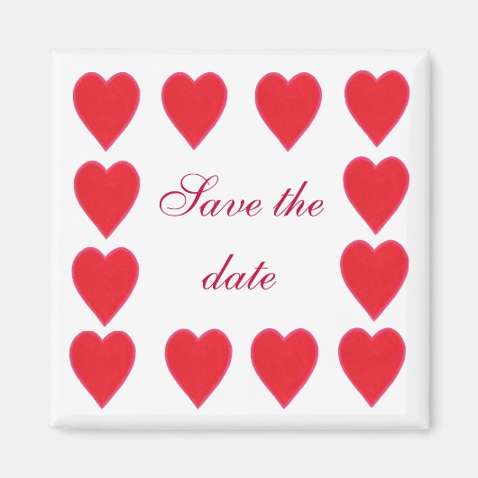 Save the Date, rote Herzen grenzen Magnete Magnet (Vorne)