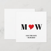 Save the Date rote Herzklopfkarte (Vorne/Hinten)