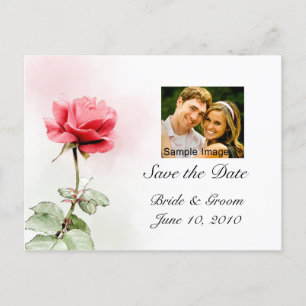 Save the Date - Rote Rose Foto Postkarte