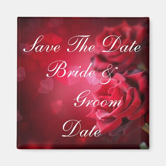 Save the Date Rote Rosen Hochzeitsmagnete Magnet (Vorne)