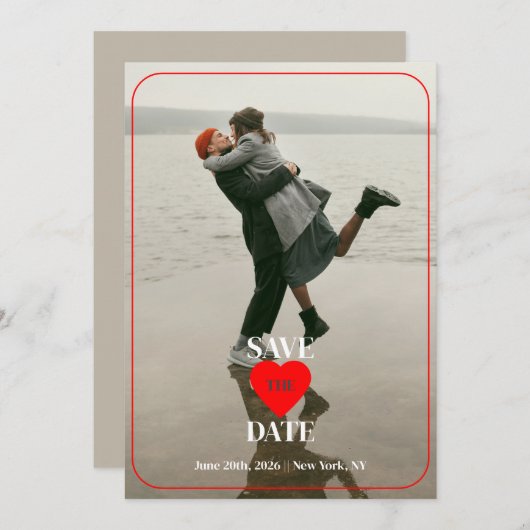 Save the Date rotes Herz (Vorne/Hinten)