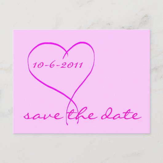 Save the Date rotes Herz Postkarte (Vorderseite)