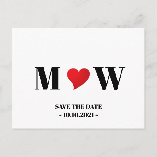 Save the Date rotes Herzklopfchen Ankündigungspostkarte (Vorderseite)