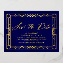 Save the Date Royal Blue Gold Dekorrahmen