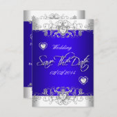 Save the Date Royal Blue Wedding White Diamond Hea (Vorne/Hinten)