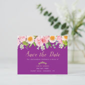 Save the Date Royal Lila Floral Quinceanera Card Dankeskarte (Stehend Vorderseite)
