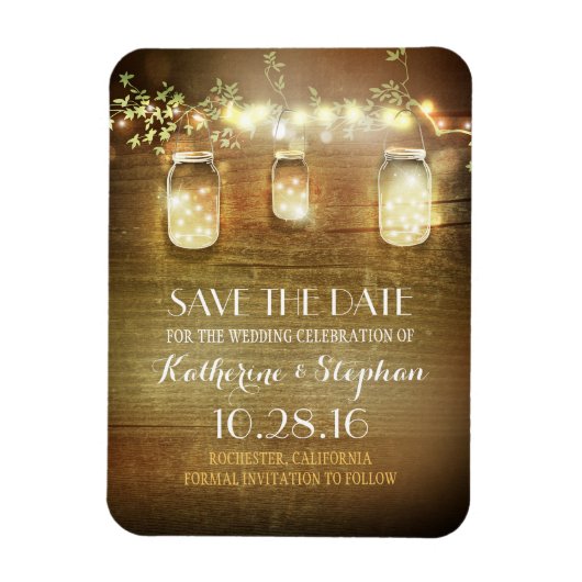 Save the Date Rustic Barn Wood Mason Jars Magnet (Vertikal)