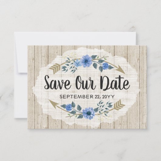 Save the Date Rustic Boho Arrows & Floral Wedding (Vorderseite)