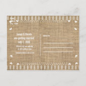 Save the Date Rustic Burlap Foto Einladung (Rückseite)