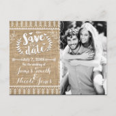 Save the Date Rustic Burlap Foto Einladung (Vorderseite)