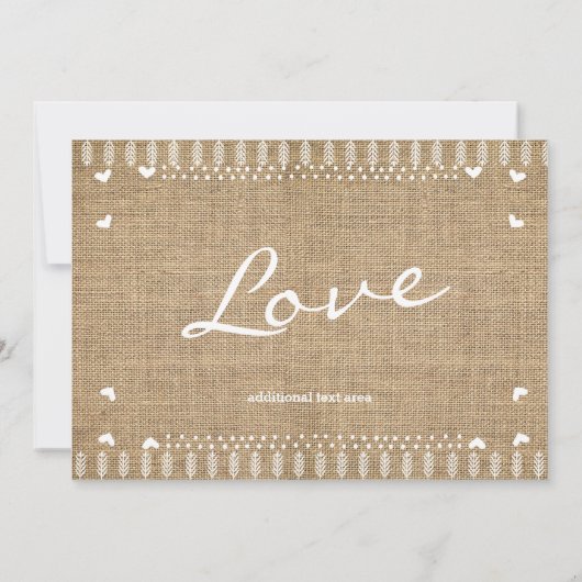 Save the Date Rustic Burlap Foto Einladung (Rückseite)