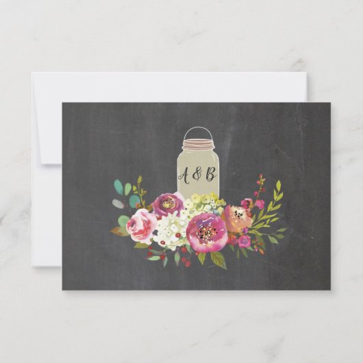 Save the Date Rustic Jar Light Chalk Floral Einlad (Rückseite)