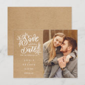 Save the Date Rustic Kraft Handschrift Foto Postkarte (Vorne/Hinten)