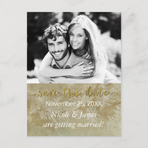 SAVE THE DATE Rustic Kraft Paper Winter Foto Ankündigungspostkarte