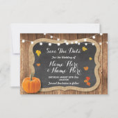 Save the Date Rustic Pumpkin Lights Chalk Wood (Vorderseite)
