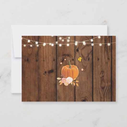 Save the Date Rustic Pumpkin Lights Wood Wedding (Rückseite)