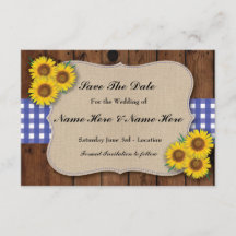Save the Date Rustic Sunflower Karo Card