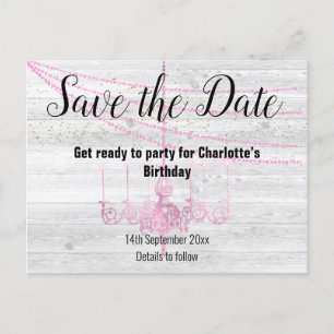 Save the Date Rustic Whitewusel Timber Kronier Ankündigungspostkarte