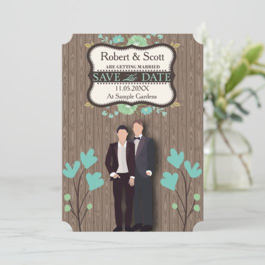 Save the Date rustikal, zwei Gärten (Stehend Vorderseite)
