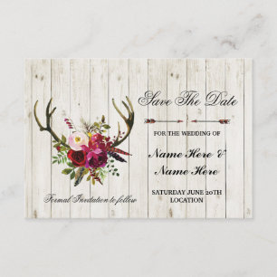 Save the Date Rustikale Antlers Stag Floral Einlad