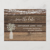 Save the Date Rustikale Bauernhüttenleuchten Ankündigungspostkarte (Vorderseite)