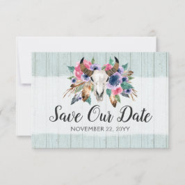 Save the Date Rustikale Blumenkuh Skull Boho Hochz