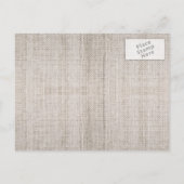 Save the Date rustikale Burlap-Maurer Jar Sonnenbl Ankündigungspostkarte (Rückseite)