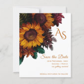 Save the Date rustikale Burnt Orange Floral Monogr (Vorderseite)