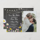 Save the Date rustikale Chalk Wilde Blume laden ei (Vorne/Hinten)