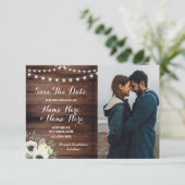 Save The Date Rustikale Foto Florale Anemone (Stehend Vorderseite)