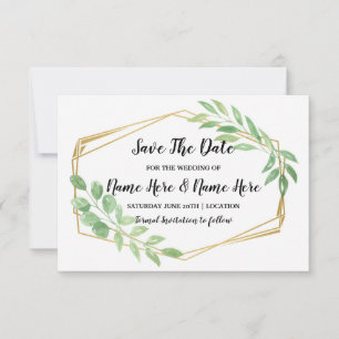 Save the Date rustikale Goldrahmen-Leaf laden ein