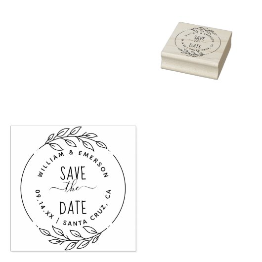 Save The Date | Rustikale handGezeichnet Sprigs & Gummistempel (Stempel)