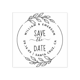 Save The Date   Rustikale handGezeichnet Sprigs &  Gummistempel