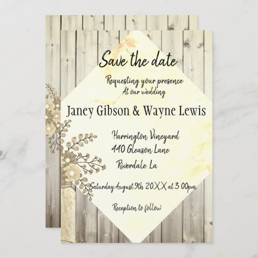 Save the Date Rustikale Hochzeit (Vorne/Hinten)