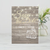 Save the Date rustikale Holz Mason Jar String Ligh (Stehend Vorderseite)