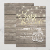 Save the Date rustikale Holz Mason Jar String Ligh (Vorne/Hinten)