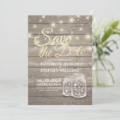 Save the Date rustikale Holz Mason Jar String Ligh (Stehend Vorderseite)