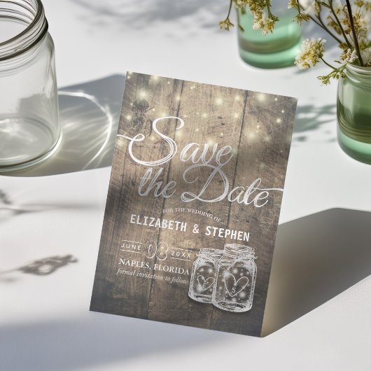 Save the Date rustikale Holz Mason Jar String Ligh