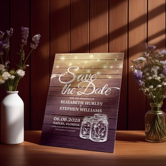 Save the Date rustikale Holz Mason Jar String Ligh