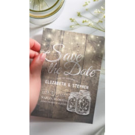 Save the Date rustikale Holz Mason Jar String Ligh
