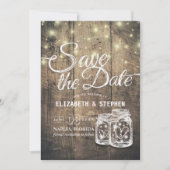 Save the Date rustikale Holz Mason Jar String Ligh (Vorderseite)