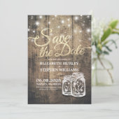 Save the Date rustikale Holz Mason Jar String Ligh (Stehend Vorderseite)