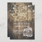 Save the Date rustikale Holz Mason Jar String Ligh (Vorne/Hinten)
