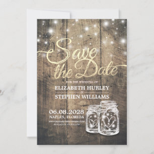 Save the Date rustikale Holz Mason Jar String Ligh