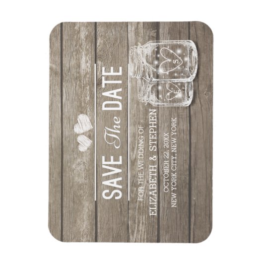 Save the Date rustikale Holz Mason Jar String Ligh Magnet (Vertikal)