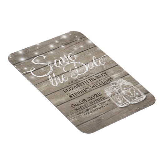 Save the Date rustikale Holz Mason Jar String Ligh Magnet (Rechte Seite)