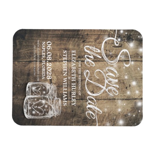 Save the Date rustikale Holz Mason Jar String Ligh Magnet (Horizontal)