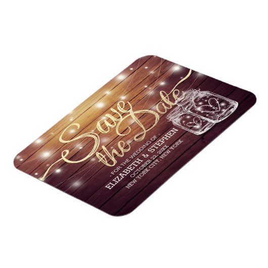 Save the Date rustikale Holz Mason Jar String Ligh Magnet (Linke Seite)