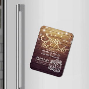 Save the Date rustikale Holz Mason Jar String Ligh Magnet